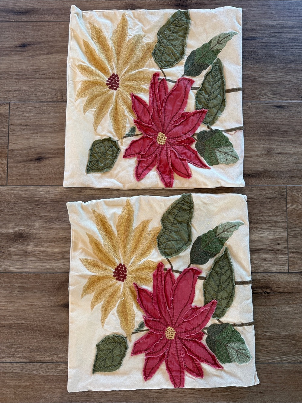 Pier One Imports Decorative Pillow Covers 19x19”. Embroidered.